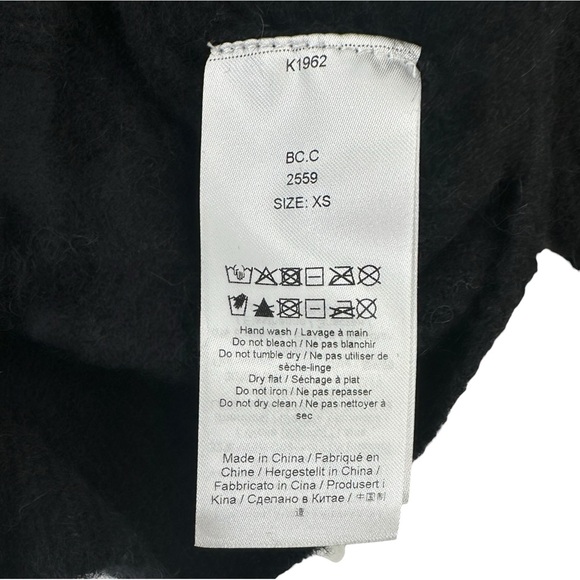 GANNI Black Crystal-Cut Diamond Button Wool Knit Loose Fit Cardigan Sweater Top - Picture 8 of 13